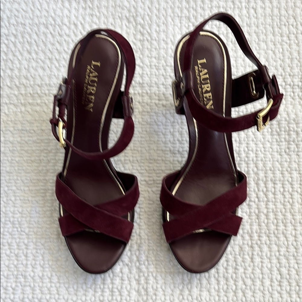 Ralph Lauren Burgundy Strappy Heels